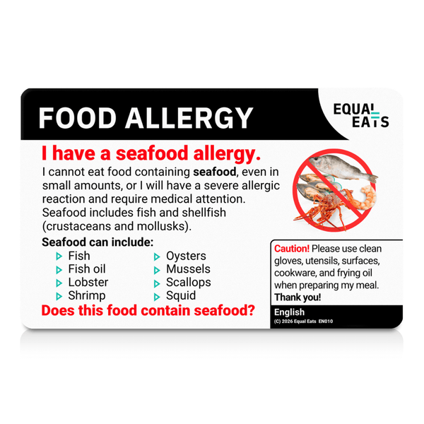 English side of the seafood allergy translation card