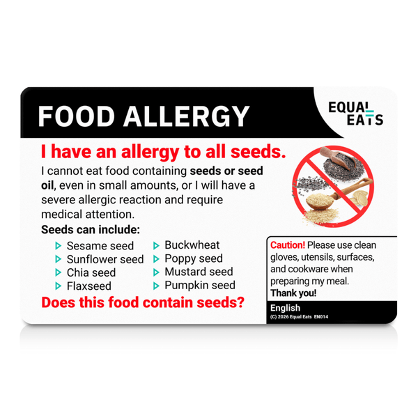 English side of the seed allergy translation card