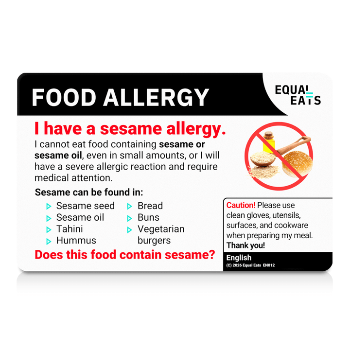 Sesame Allergy Translation Card
