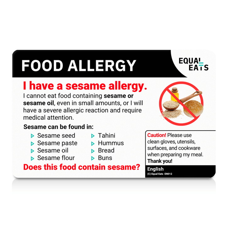 Swedish Sesame Allergy Card