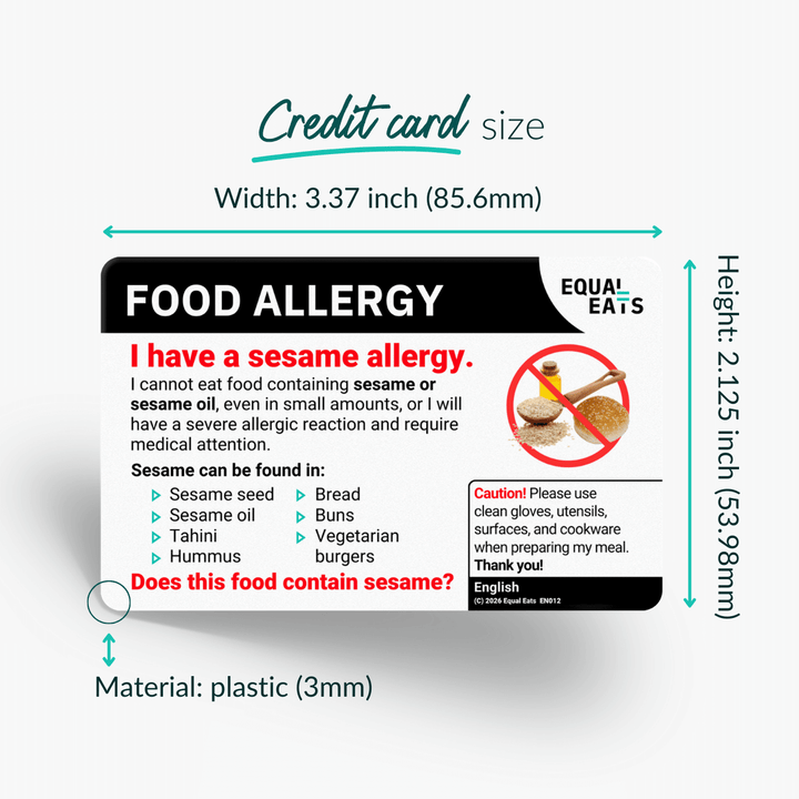 Vietnamese Sesame Allergy Card