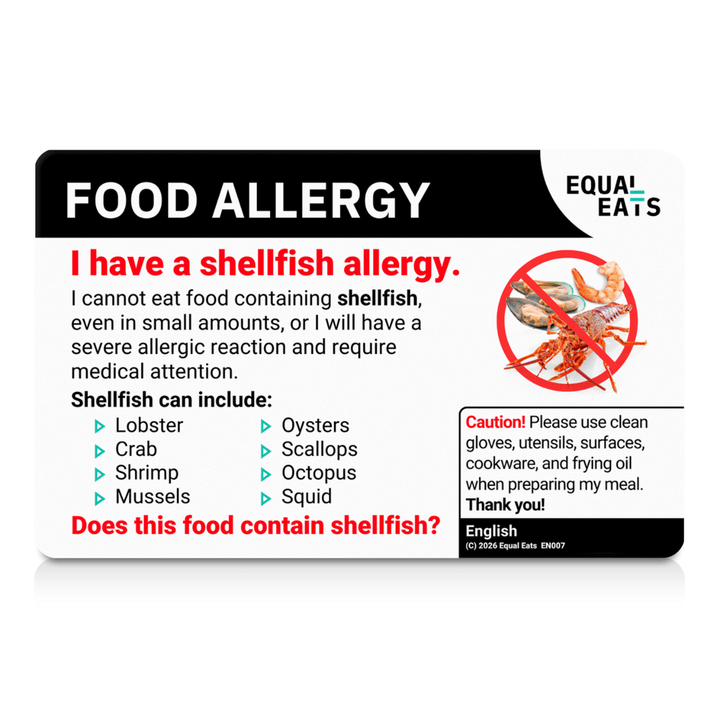 Shellfish Allergy Translation Card
