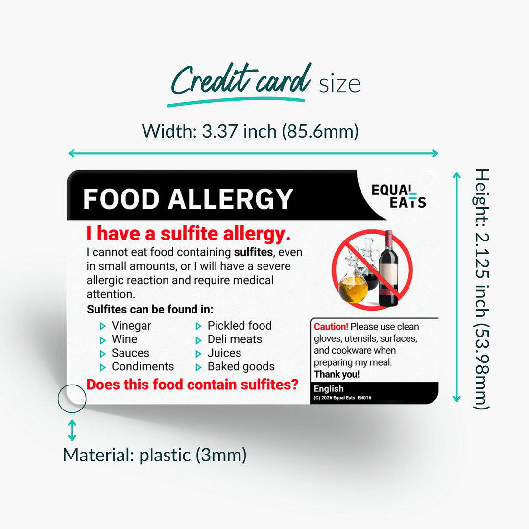 Sulfite Allergy Translation Card