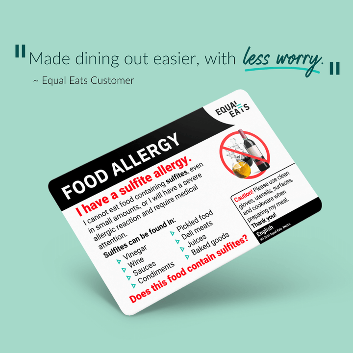 Sulfite Allergy Translation Card