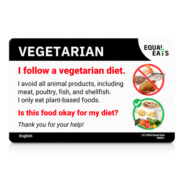 English side of the vegetarian translation card