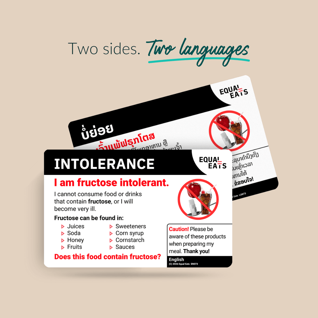 Fructose Intolerance Translation Card