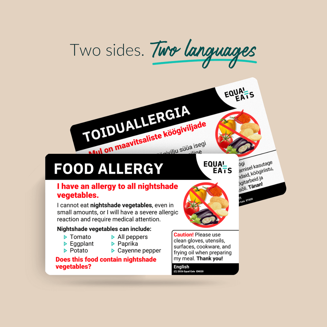 Nightshade Vegetable Allergy Translation Card