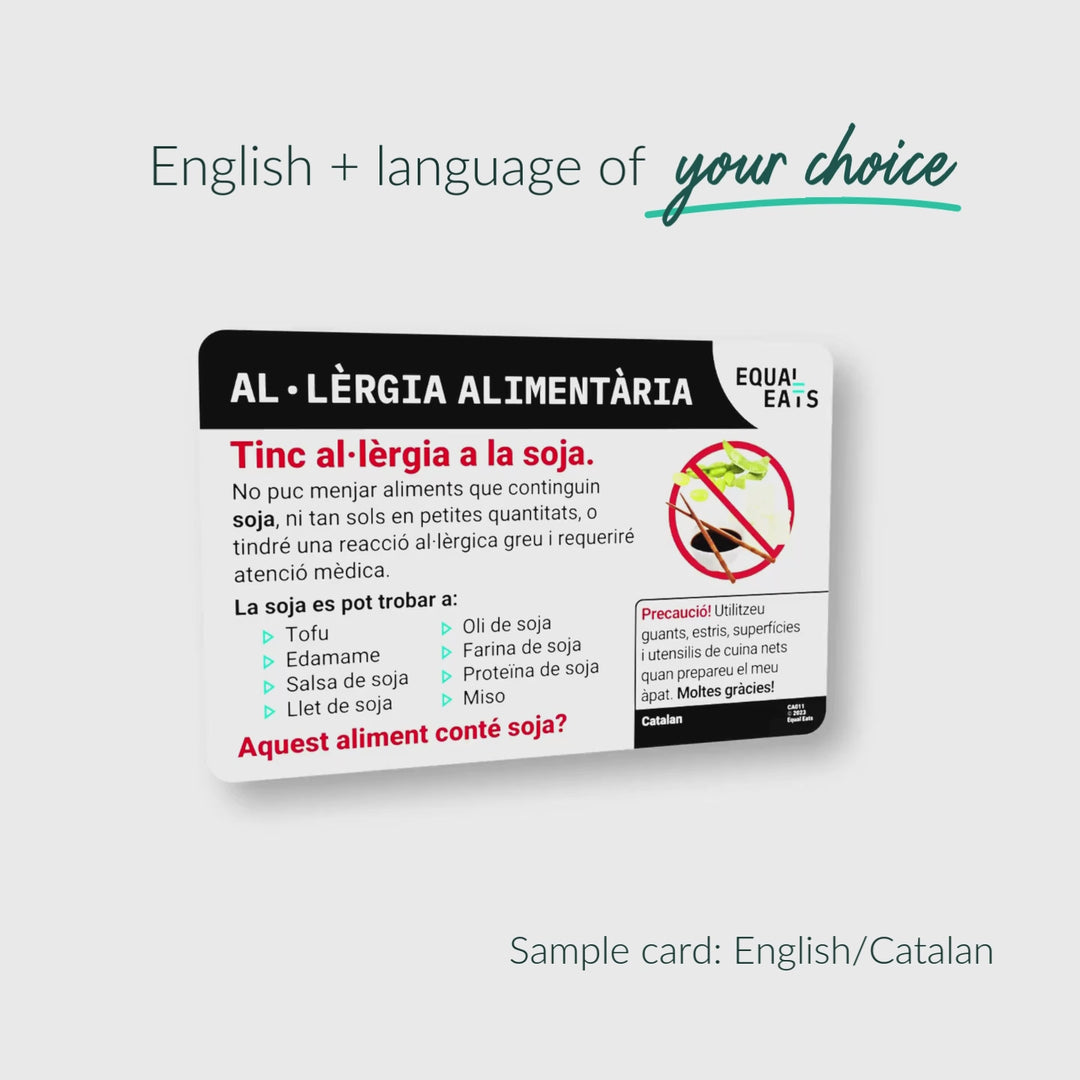 Soy Allergy Translation Card