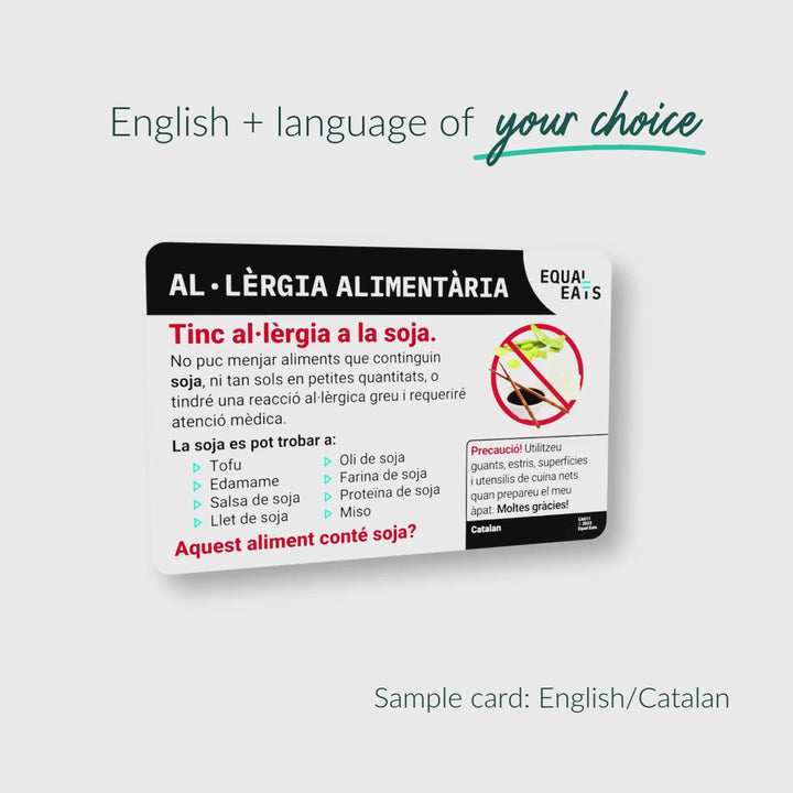 Soy Allergy Translation Card