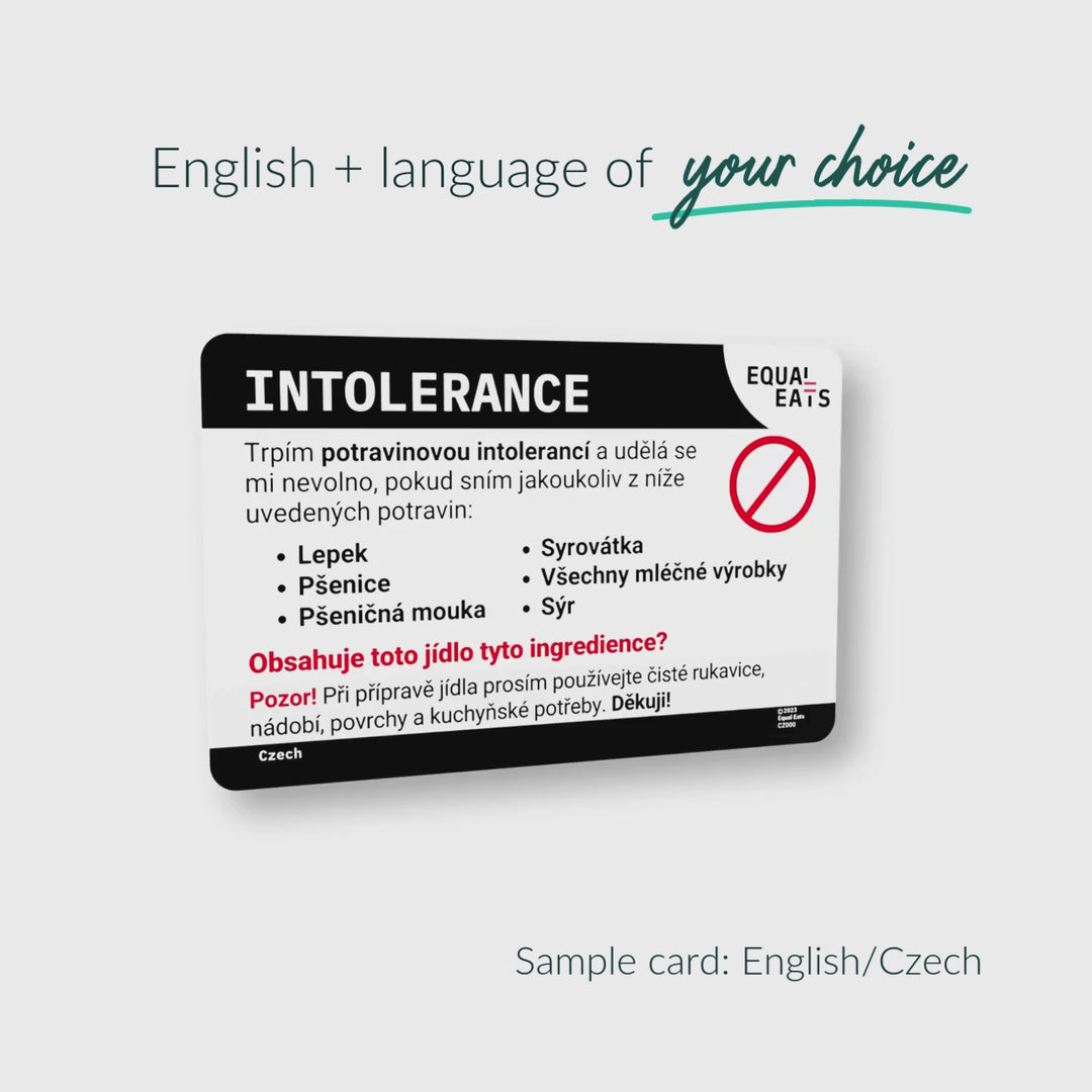 Customized Intolerance Translation Card