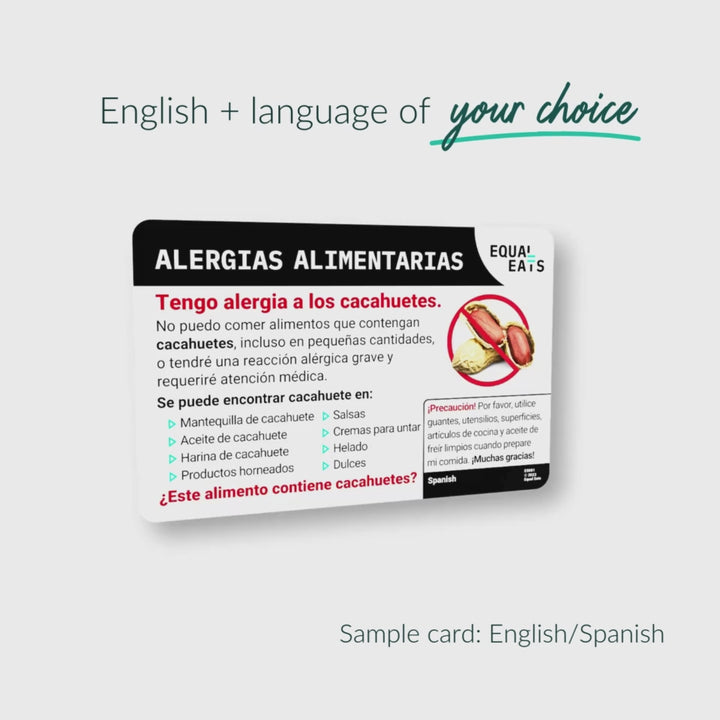Peanut Allergy Translation Card