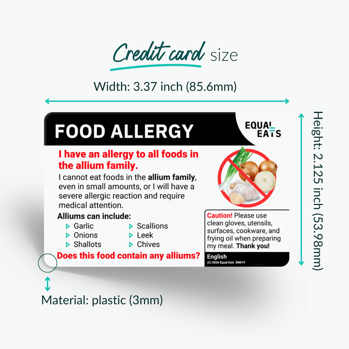 Allium Allergy Translation Card