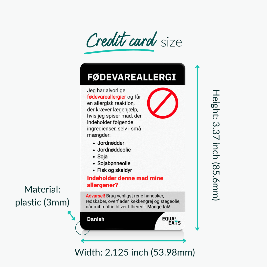 Customized Food Allergy Translation Card