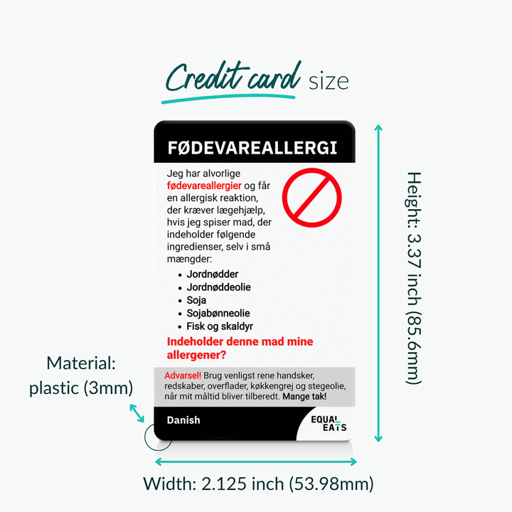 Customized Food Allergy Translation Card
