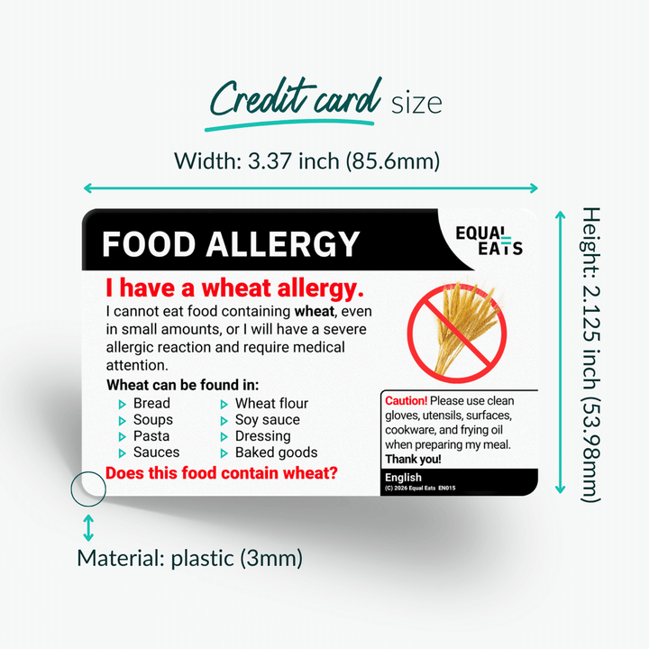 Wheat Allergy Translation Card