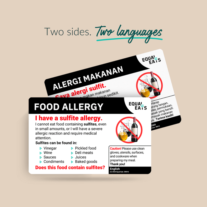 Sulfite Allergy Translation Card