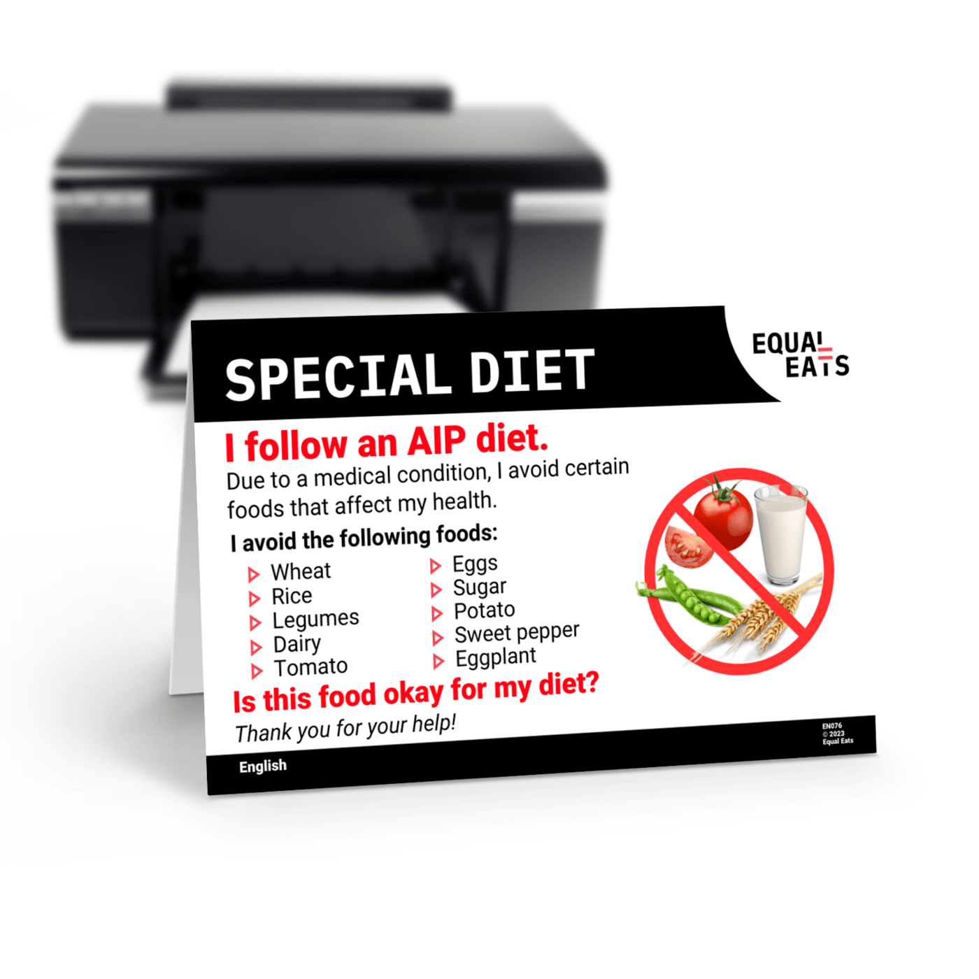 AIP Diet Card by Equal Eats