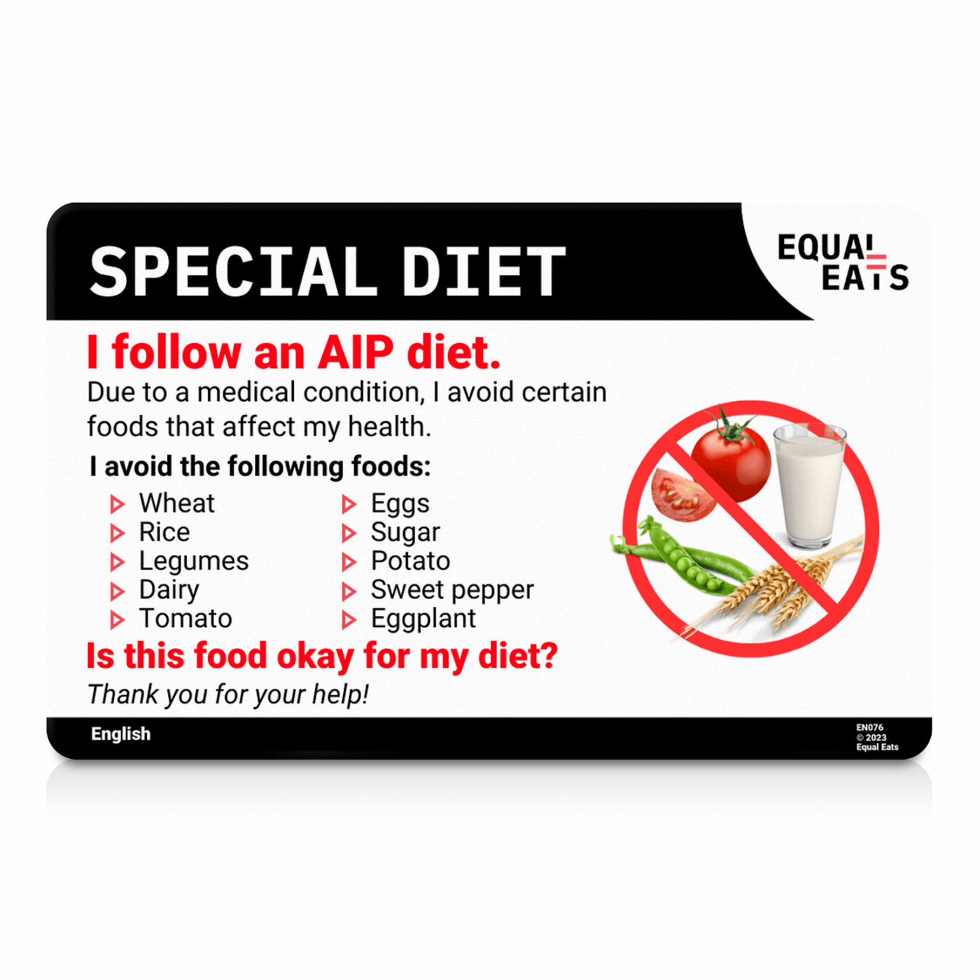 Japanese AIP Diet Card