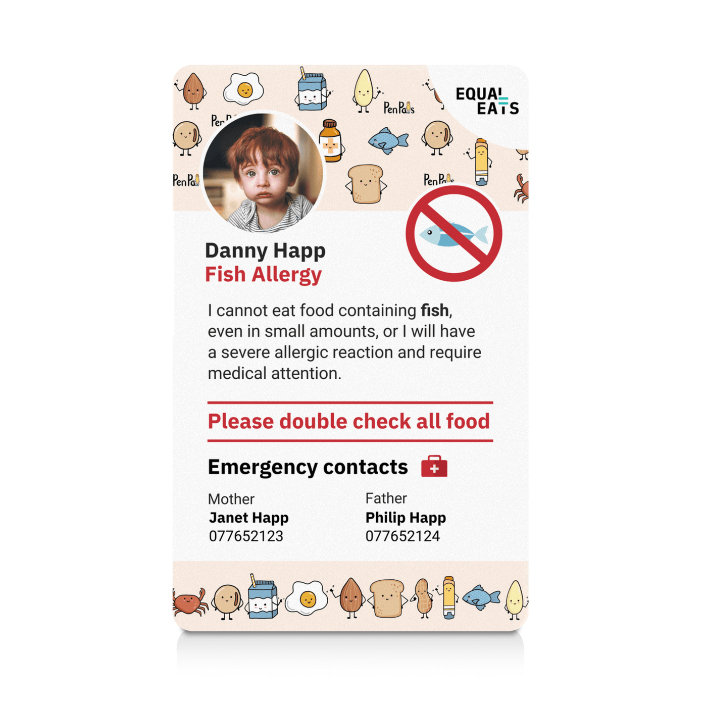Allergy Pen Pals Fish Allergy ID Card (EqualEats)