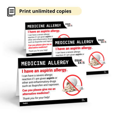 Aspirin Allergy Cards