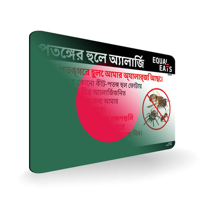 Insect Sting Allergy in Bengali. Bee Sting Allergy Card for Bangladesh