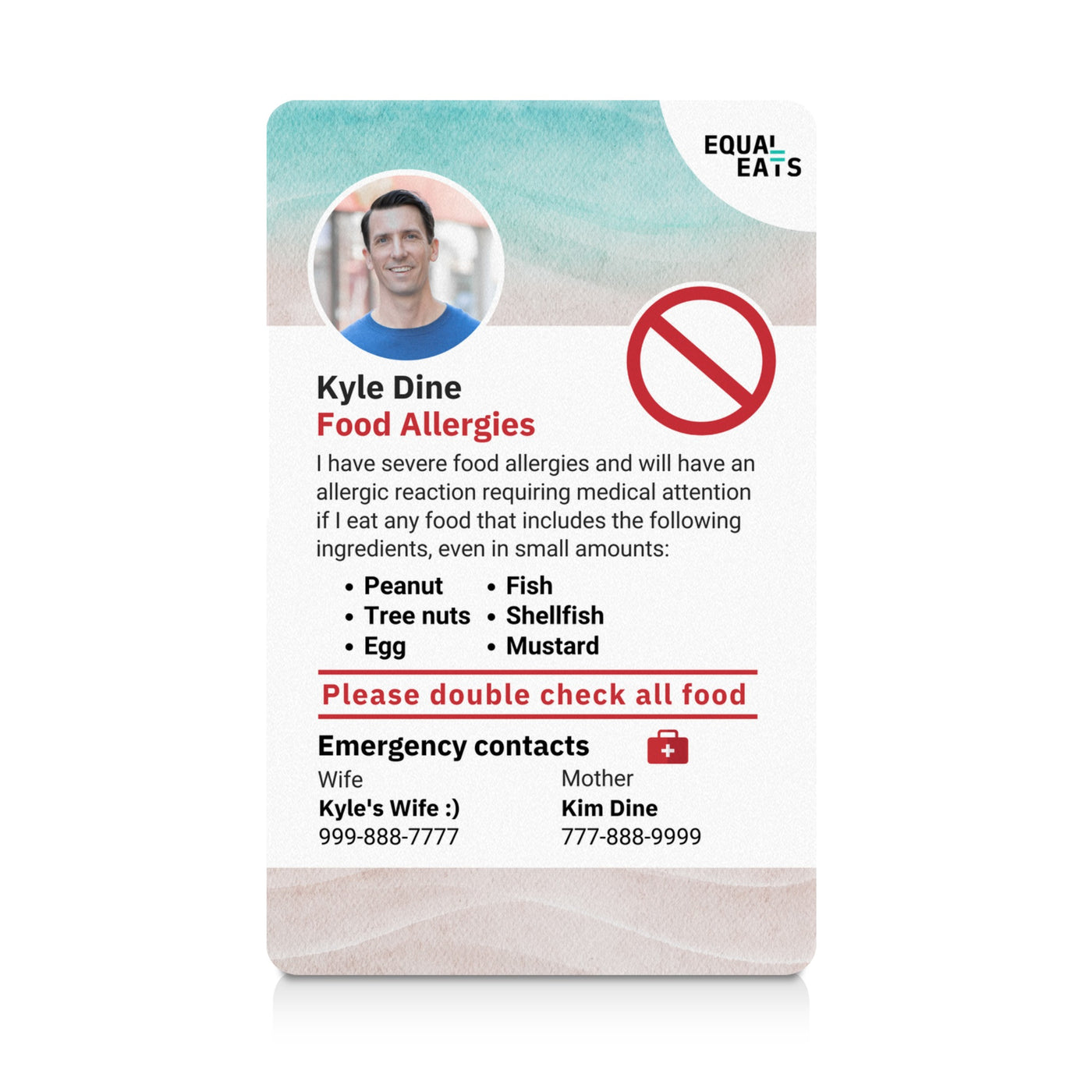 Multiple Food Allergy ID Card