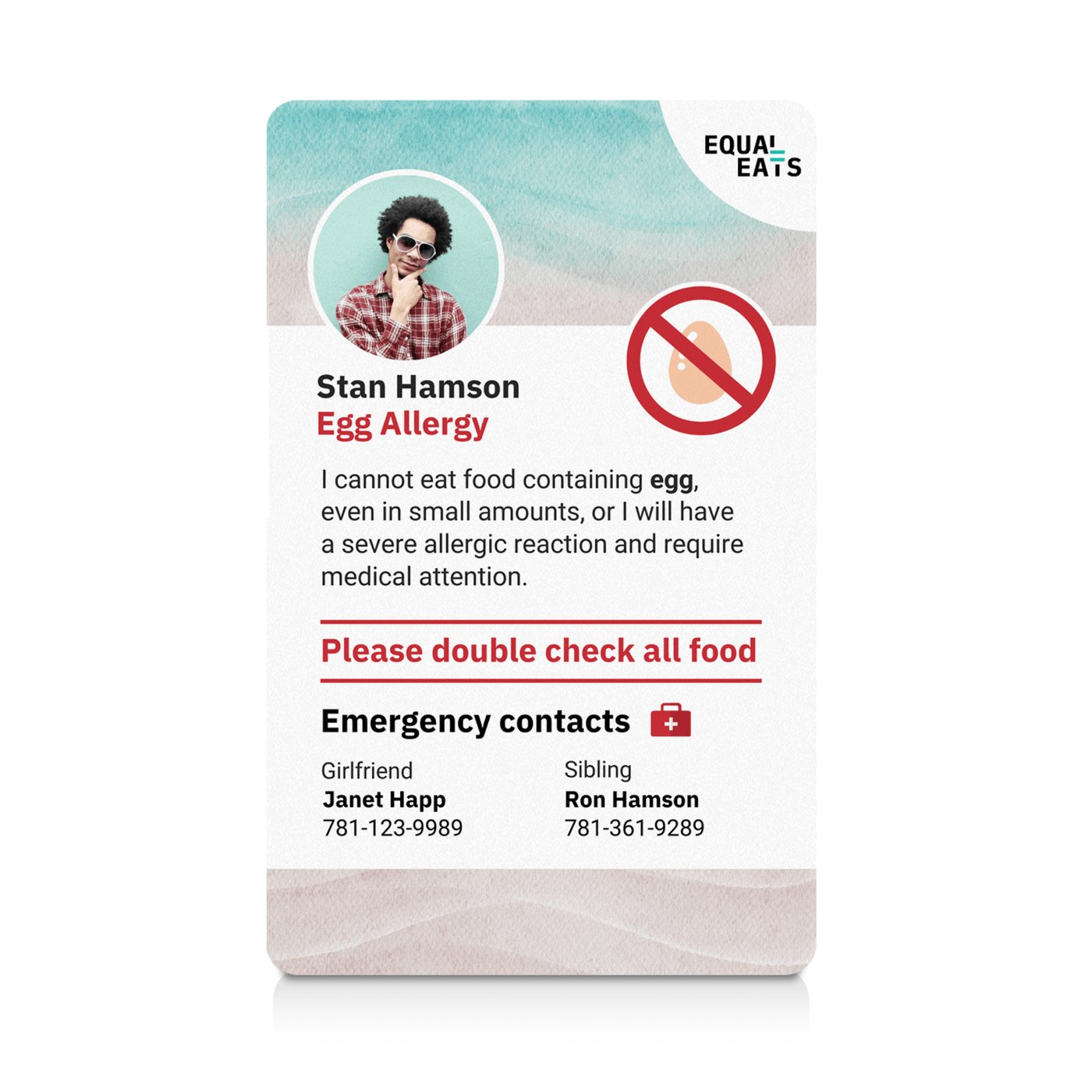 Beach Egg Allergy ID Card (EqualEats)