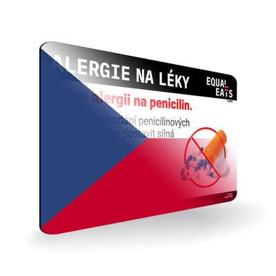 Penicillin Allergy in Czech. Penicillin medical ID Card for Czech Republic