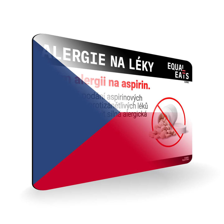 Aspirin Allergy in Czech. Aspirin medical I.D. Card for Czech Republic