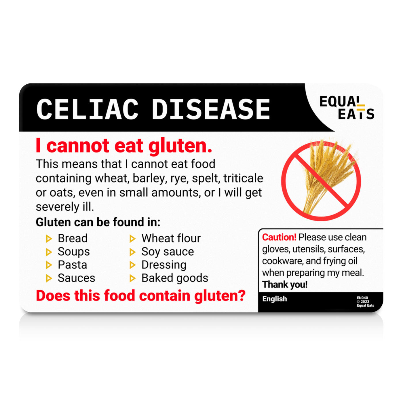 French Celiac Disease Card