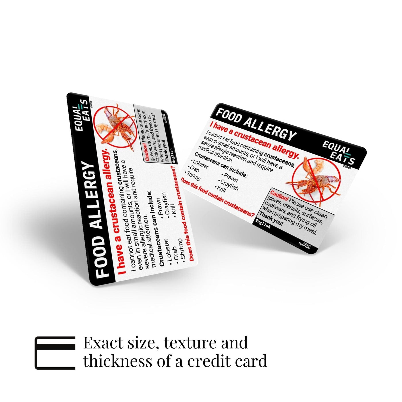 Allergy Card for Allergies to Shrimp, Lobster, Prawns, Crayfish and other Crustaceans