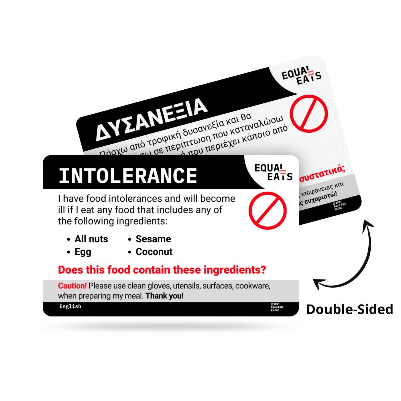 Customized Intolerance Card - Plastic Restaurant Card – Equal Eats