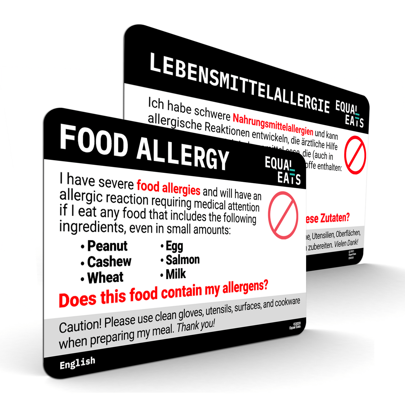 Customized Food Allergy 5-Card Travel Pack