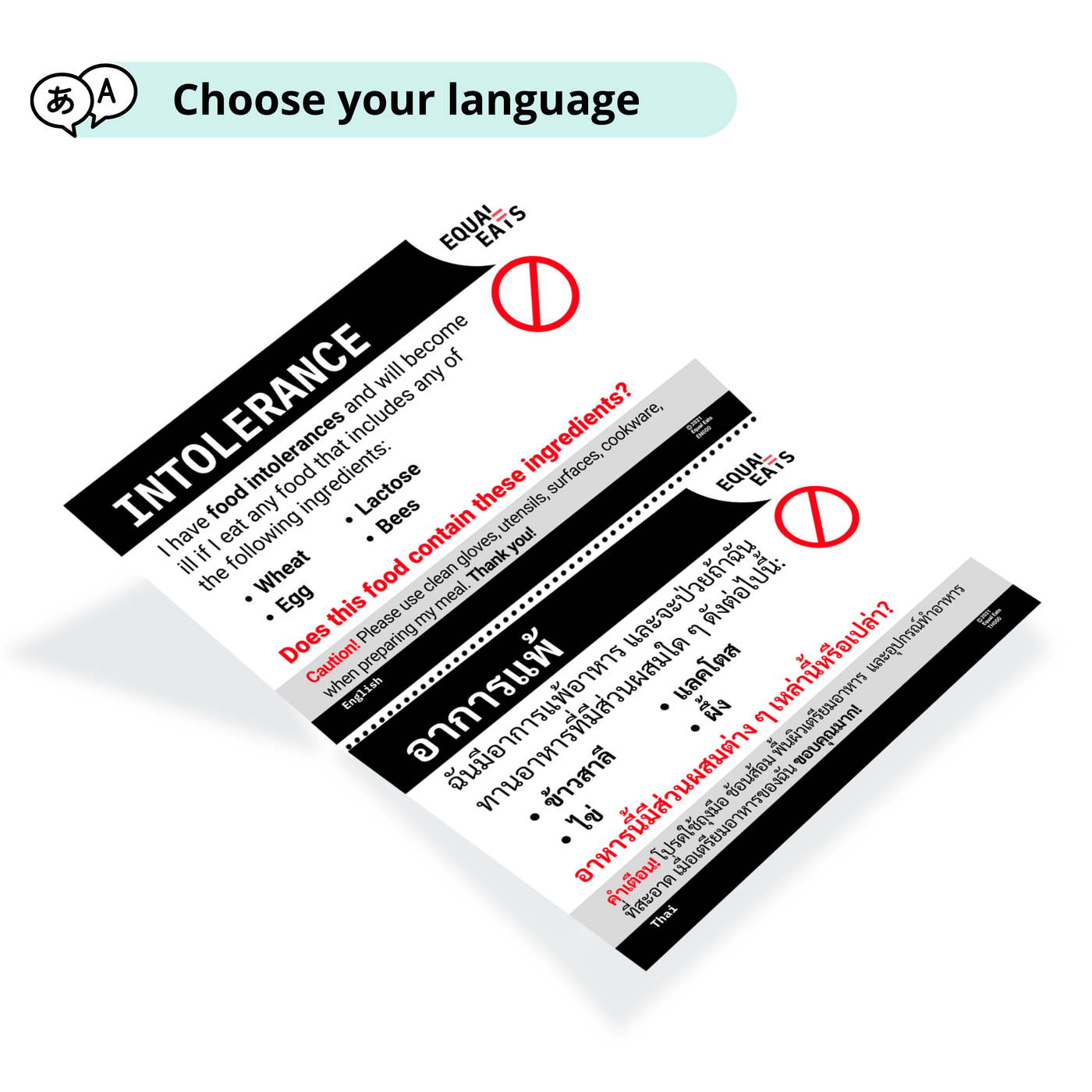 Customized Intolerance Translation Cards