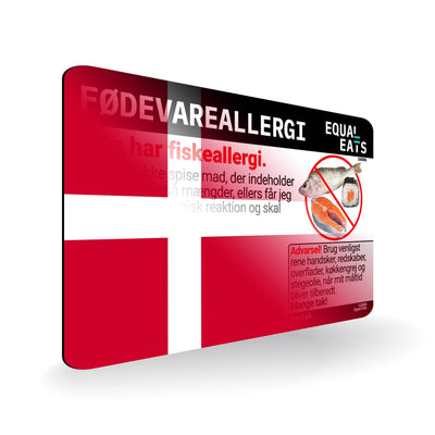 Fish Allergy in Danish. Fish Allergy Card for Denmark
