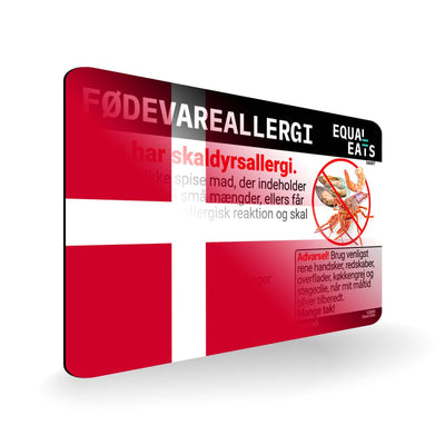 Shellfish Allergy in Danish. Shellfish Allergy Card for Denmark