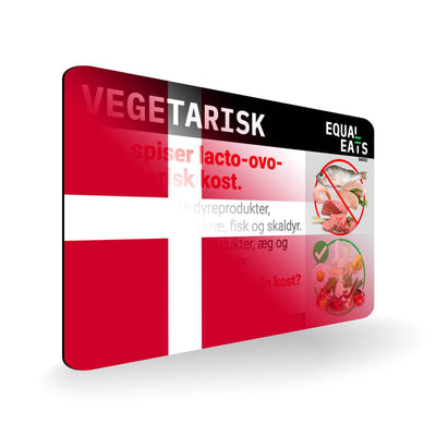 Lacto Ovo Vegetarian Diet in Danish. Vegetarian Card for Denmark