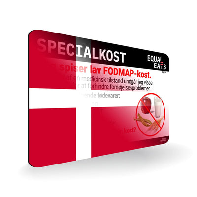 Low FODMAP Diet in Danish. Low FODMAP Diet Card for Denmark
