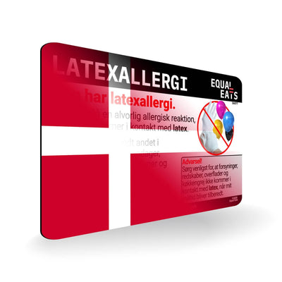 Latex Allergy in Danish. Latex Allergy Travel Card for Denmark