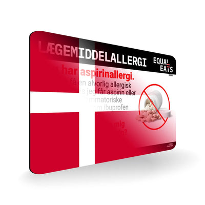Aspirin Allergy in Danish. Aspirin medical I.D. Card for Denmark