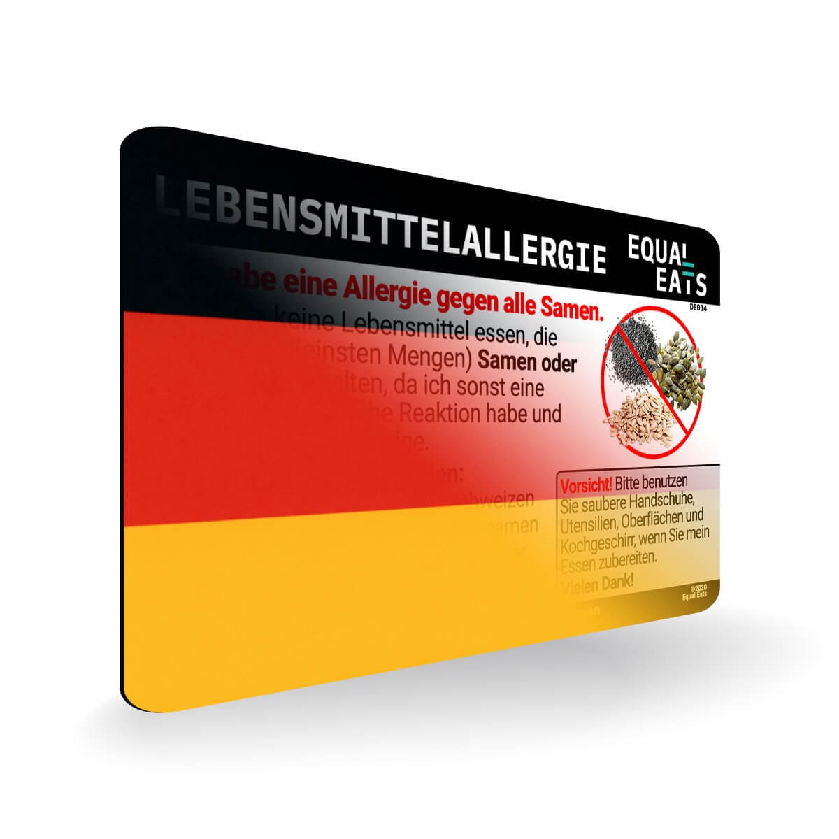 Seed Allergy in German. Seed Allergy Card for Germany