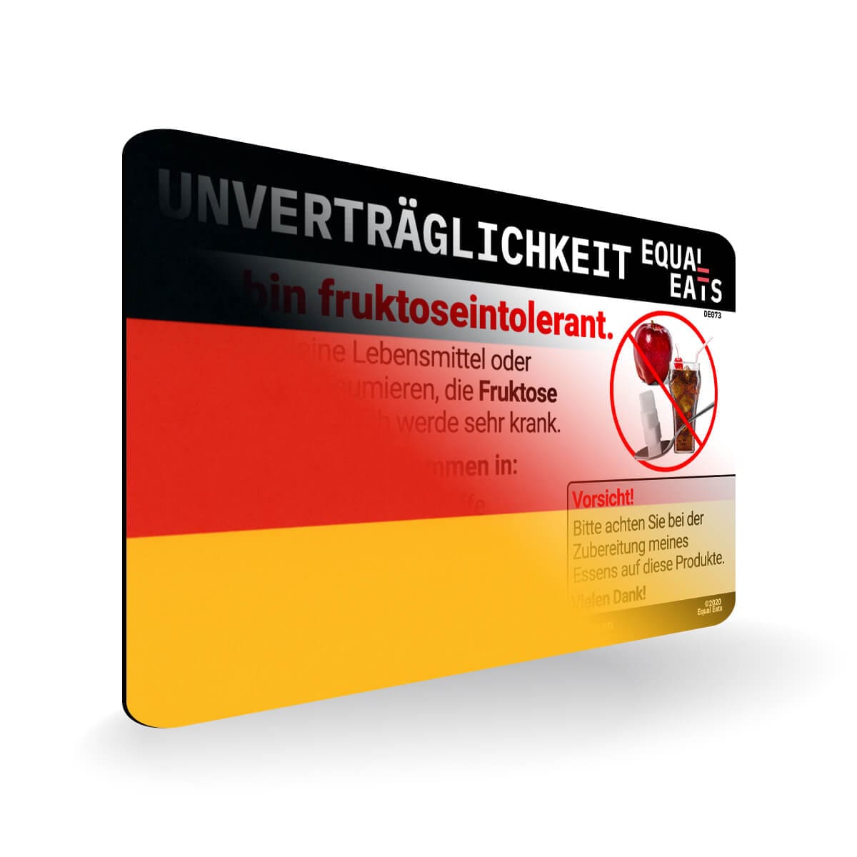 Fructose Intolerance in German. Fructose Intolerant Card for Germany