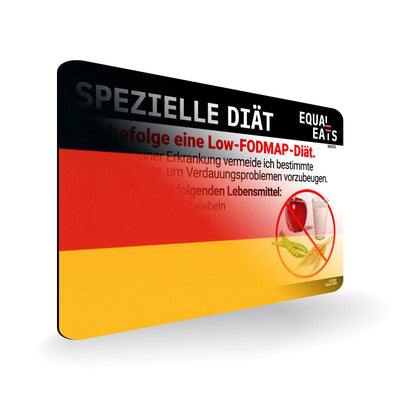 Low FODMAP Diet in German. Low FODMAP Diet Card for Germany
