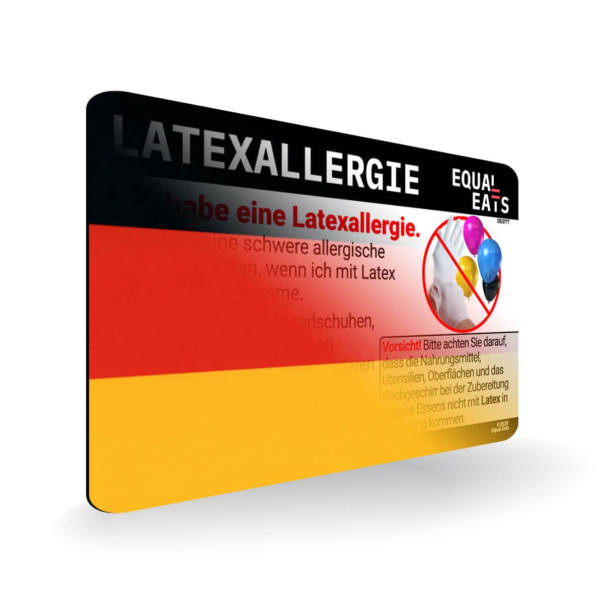 Latex Allergy in German. Latex Allergy Travel Card for Germany