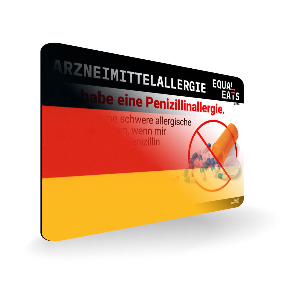 Penicillin Allergy in German. Penicillin medical ID Card for Germany