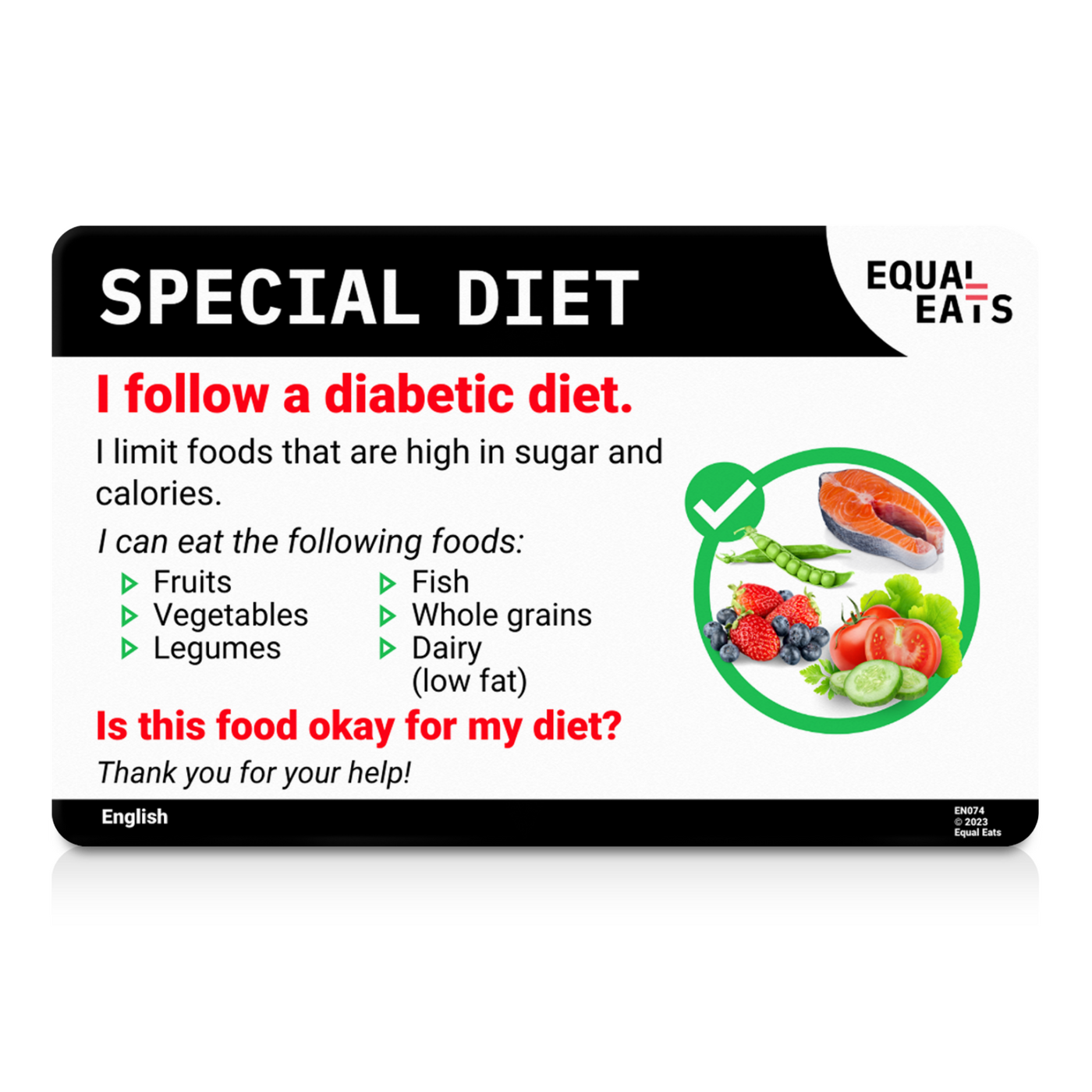 Korean Diabetic Diet Card