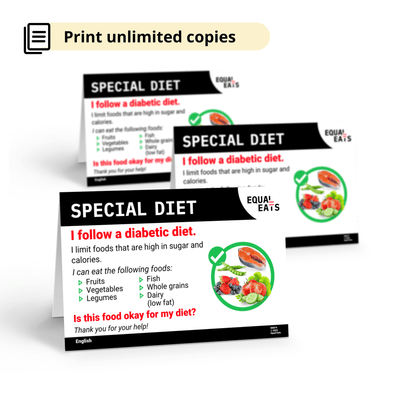 Diabetic Diet Dining Cards