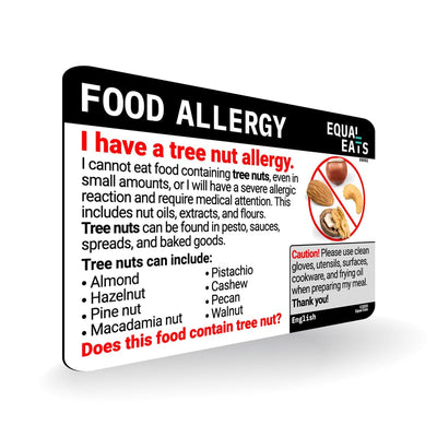 English Tree Nut Allergy Card