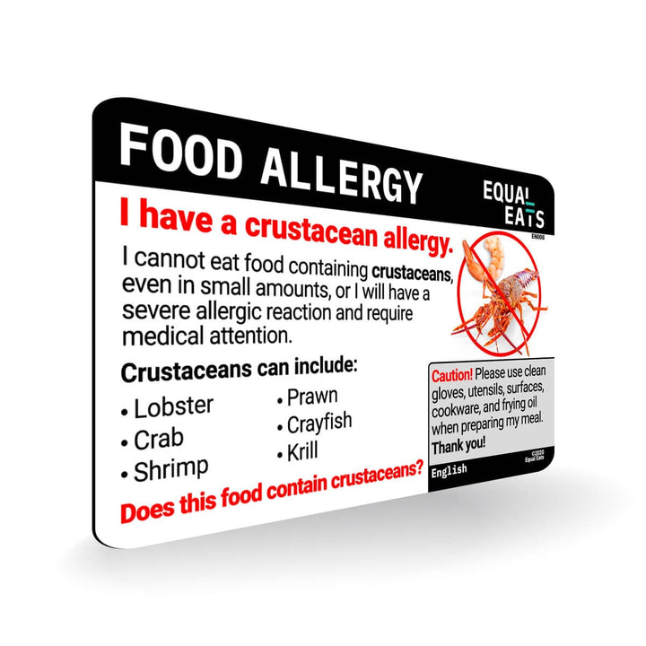 English Crustacean Allergy Card