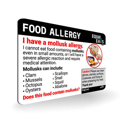 English Mollusk Allergy Card